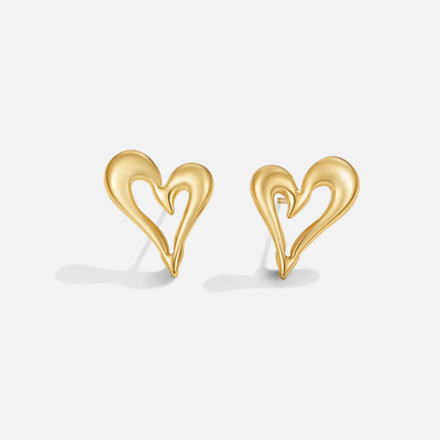 Celine gold heart earrings