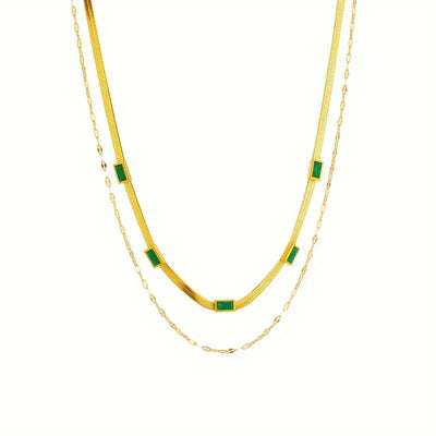 Sorella Gem Double Layered Retro Necklace | Gold