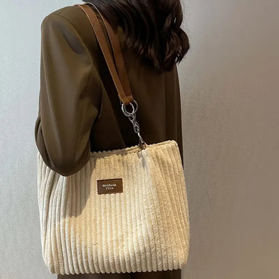 Maria - Elegant Corduroy Tote Bag