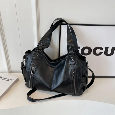 Oma - Large Capacity Double Zip Shoulder Bag
