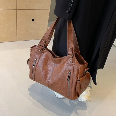 Oma - Large Capacity Double Zip Shoulder Bag