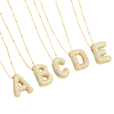 Ball Letter Necklace Set | Gold