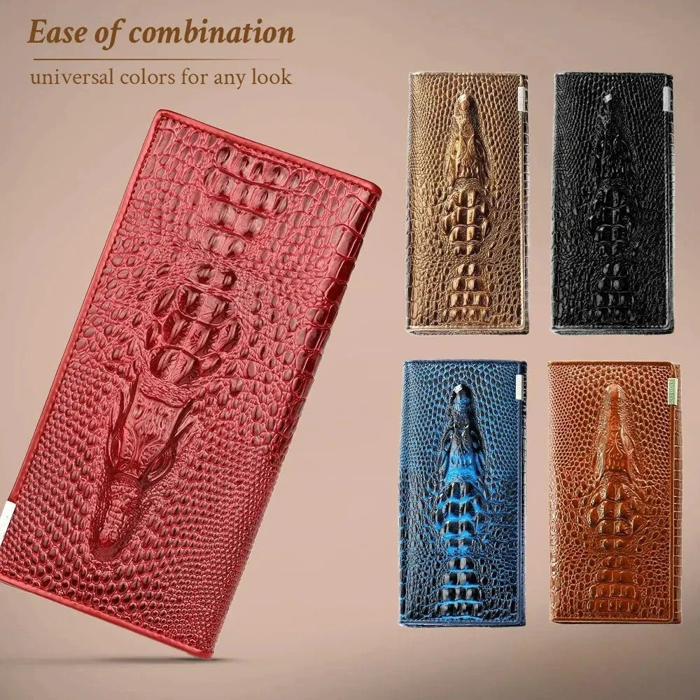 Caroline - Luxury Crocodile Embossed Leather Wallet for Women