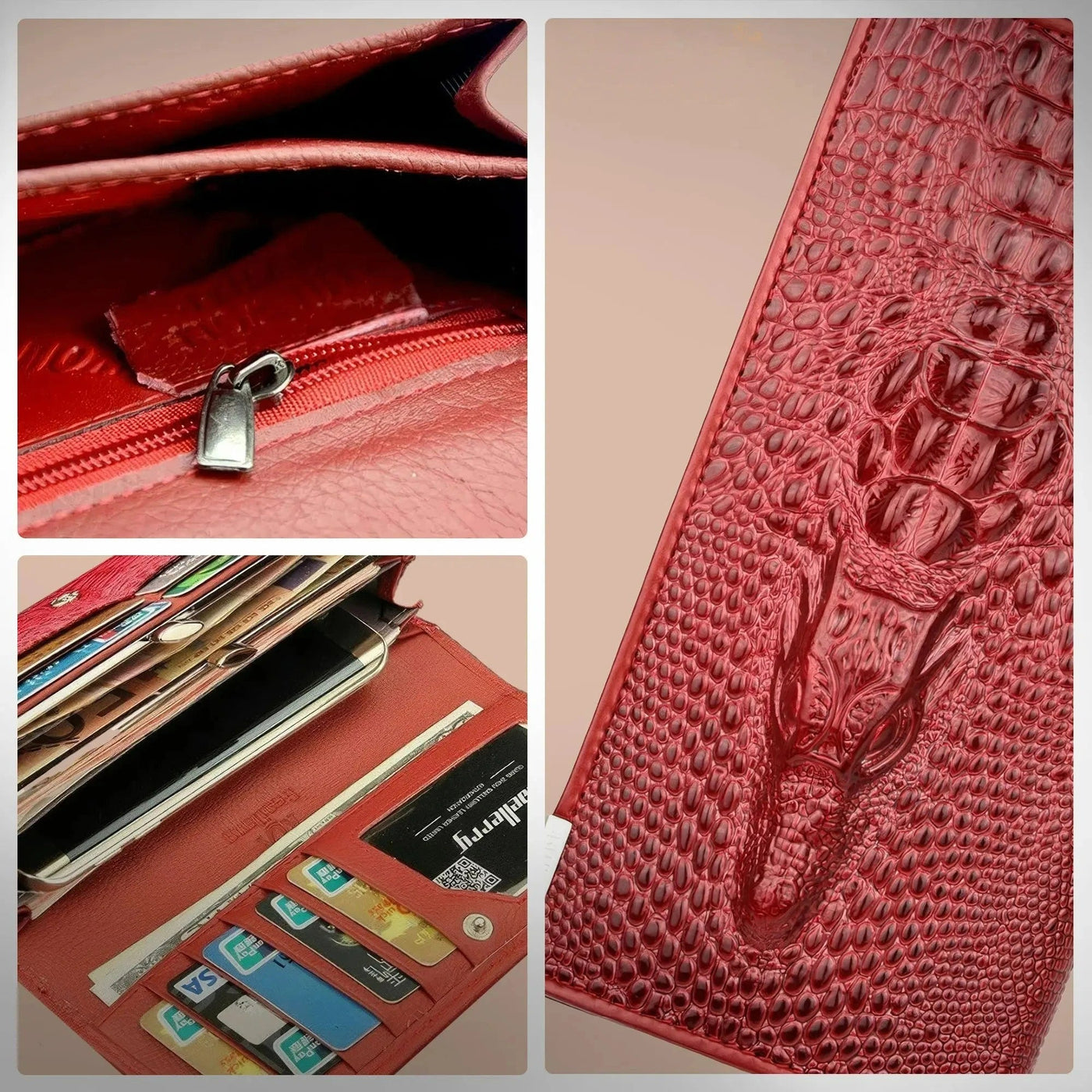 Caroline - Luxury Crocodile Embossed Leather Wallet for Women