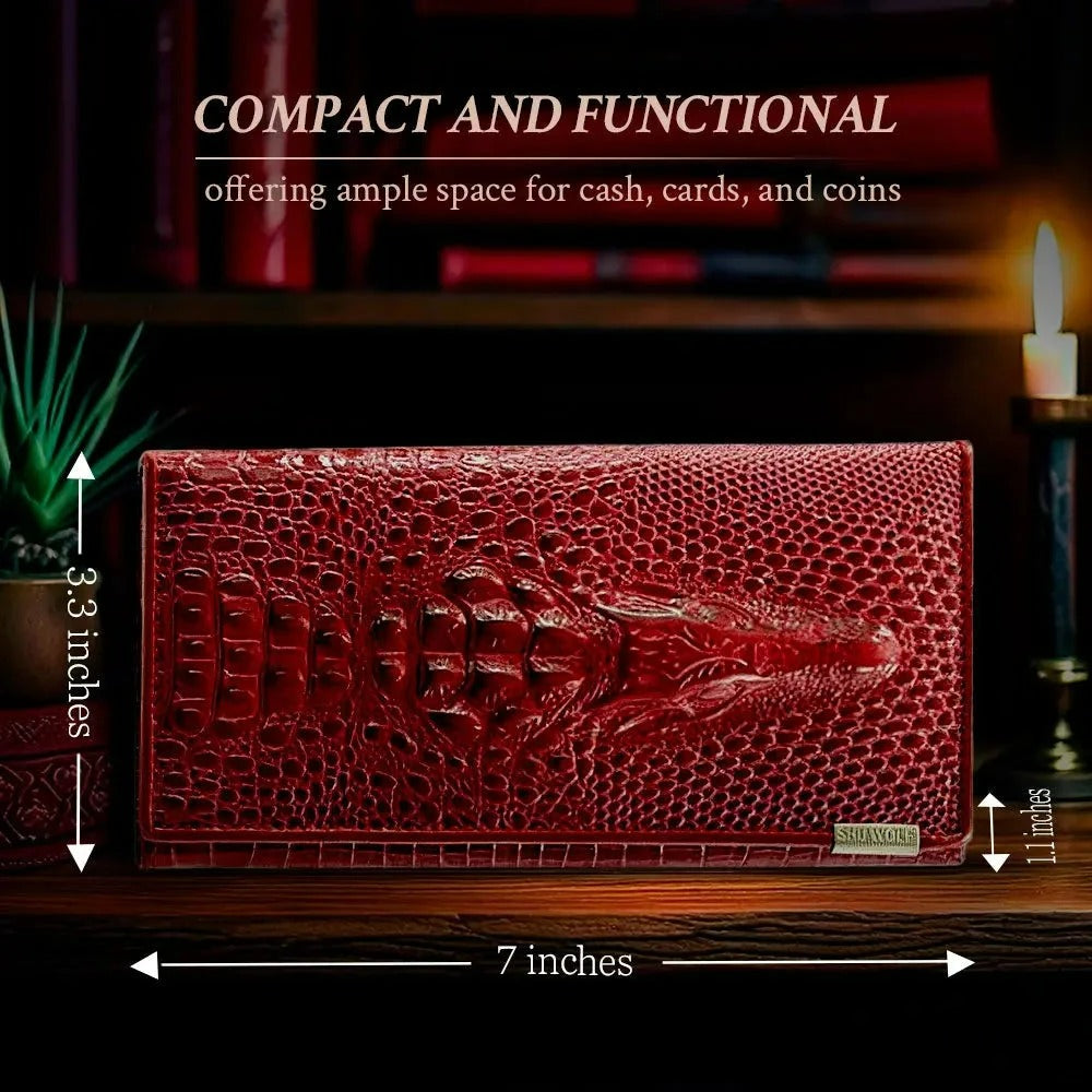 Caroline - Luxury Crocodile Embossed Leather Wallet for Women