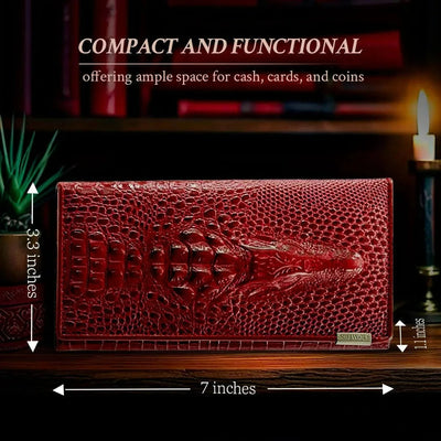 Caroline - Luxury Crocodile Embossed Leather Wallet for Women