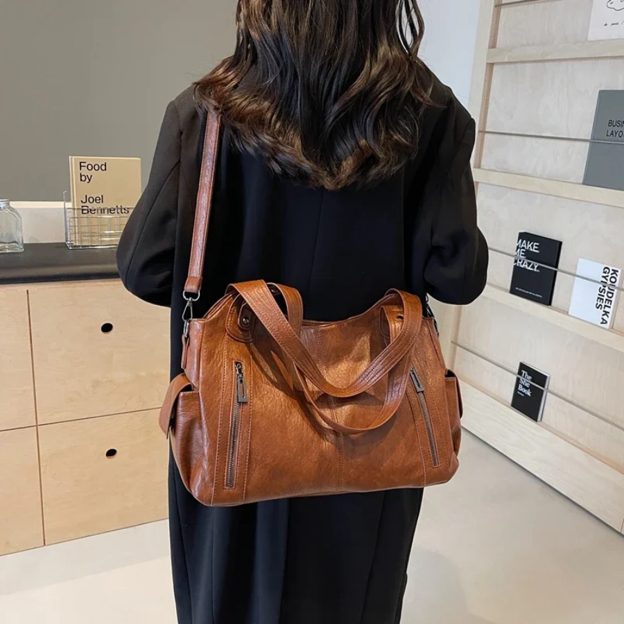 Oma - Large Capacity Double Zip Shoulder Bag