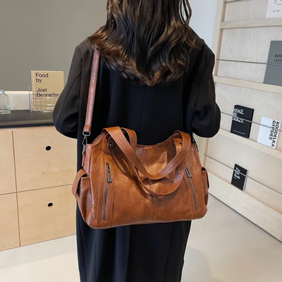 Oma - Large Capacity Double Zip Shoulder Bag