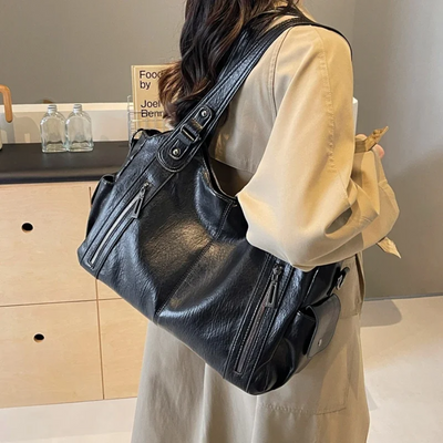 Oma - Large Capacity Double Zip Shoulder Bag