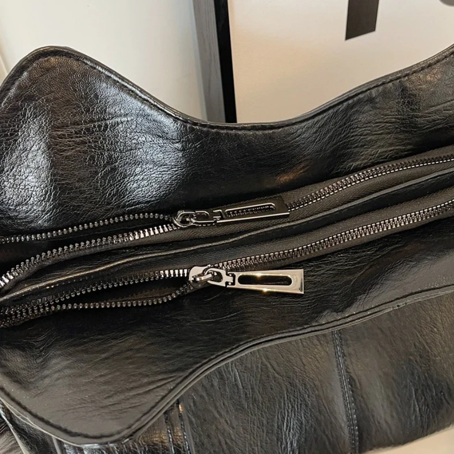Oma - Large Capacity Double Zip Shoulder Bag