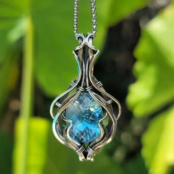 Antique blue silver necklace