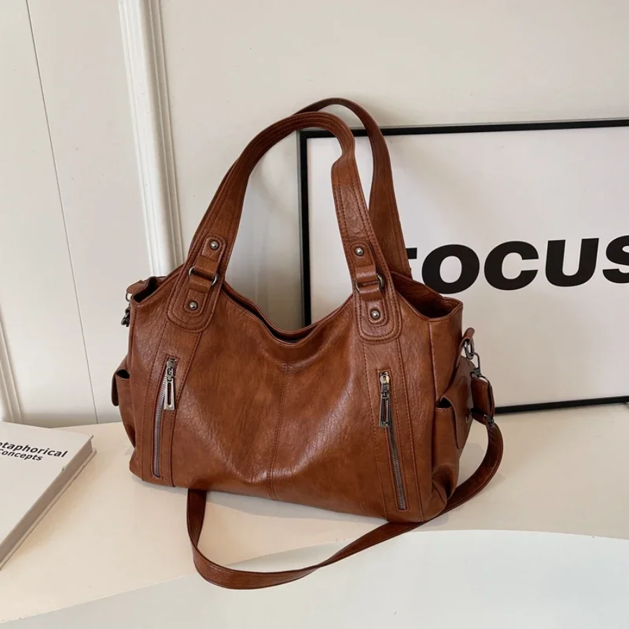 Oma - Large Capacity Double Zip Shoulder Bag