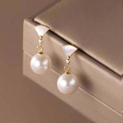 Leka - Elegant Gold Pearl Earrings 