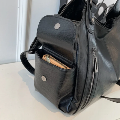 Oma - Large Capacity Double Zip Shoulder Bag