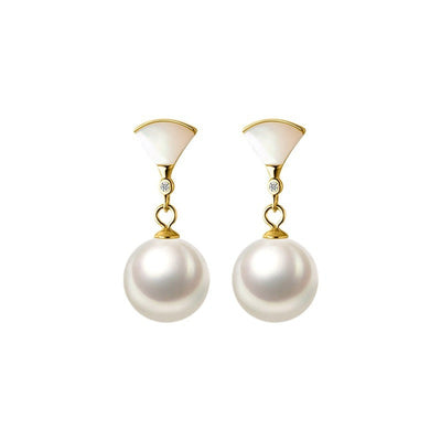 Leka - Elegant Gold Pearl Earrings 