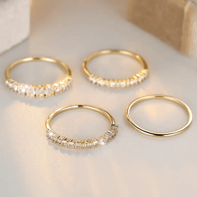 14k gold zircon stacking rings