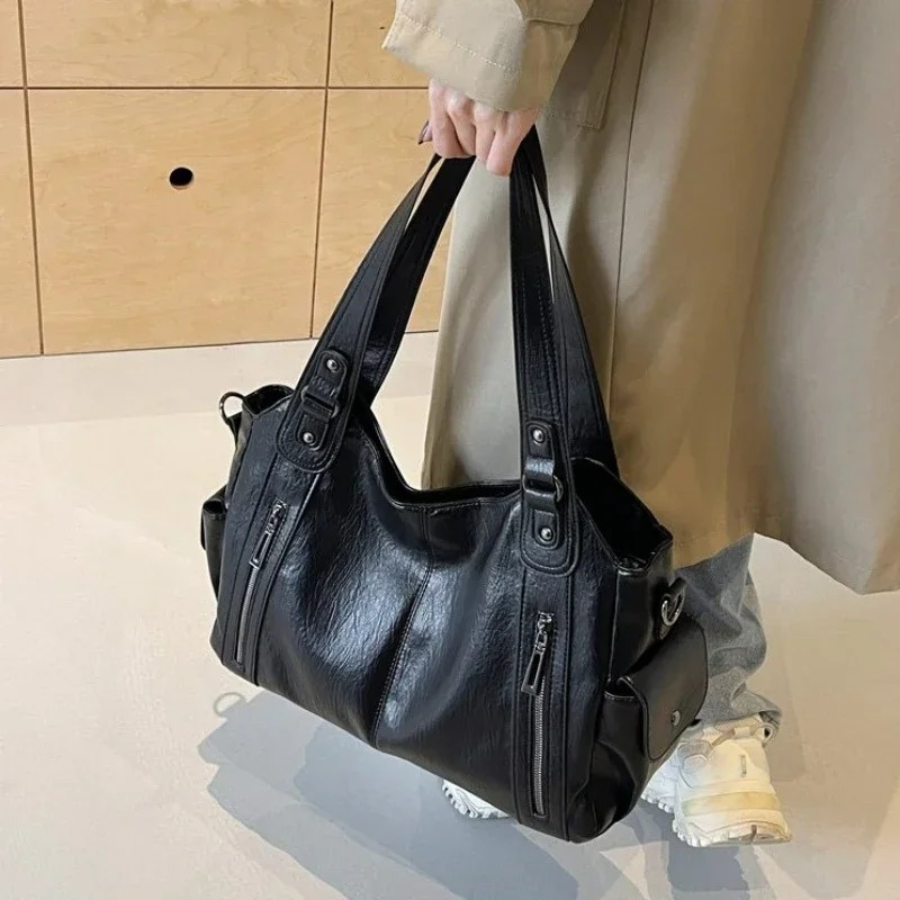 Oma - Large Capacity Double Zip Shoulder Bag