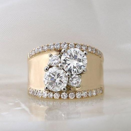 Shiny antique gold zirconia ring 
