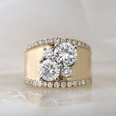 Shiny antique gold zirconia ring 