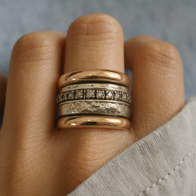 Antique thick gold and silver ring