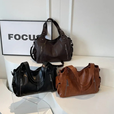 Oma - Large Capacity Double Zip Shoulder Bag