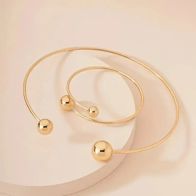Simple Design Choker and Wristband Set | Gold