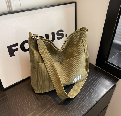 Alina - Corduroy Multi-Pocket Shoulder Bag