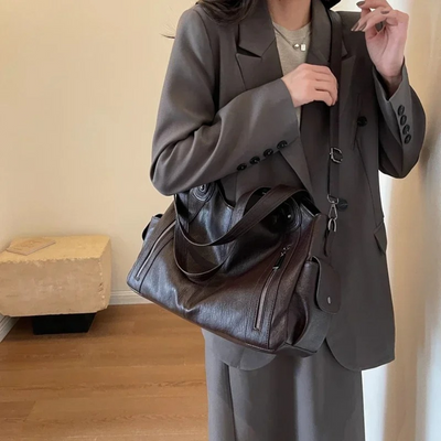 Oma - Large Capacity Double Zip Shoulder Bag