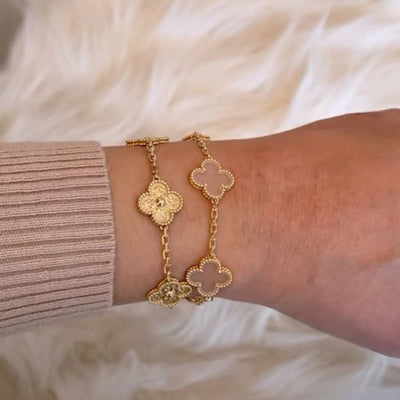 خاتم البرسيم الرباعي في زركونيا الذهب