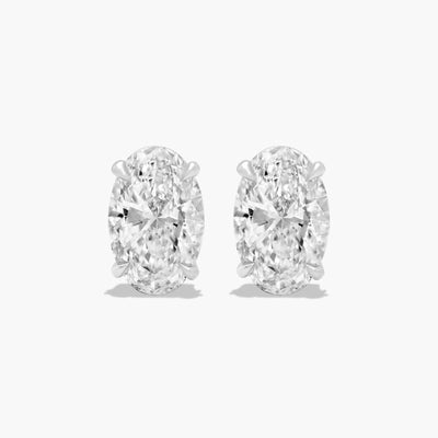 أقراط سوليتير بيضاوية 2CT
