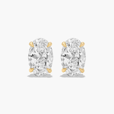 أقراط سوليتير بيضاوية 2CT