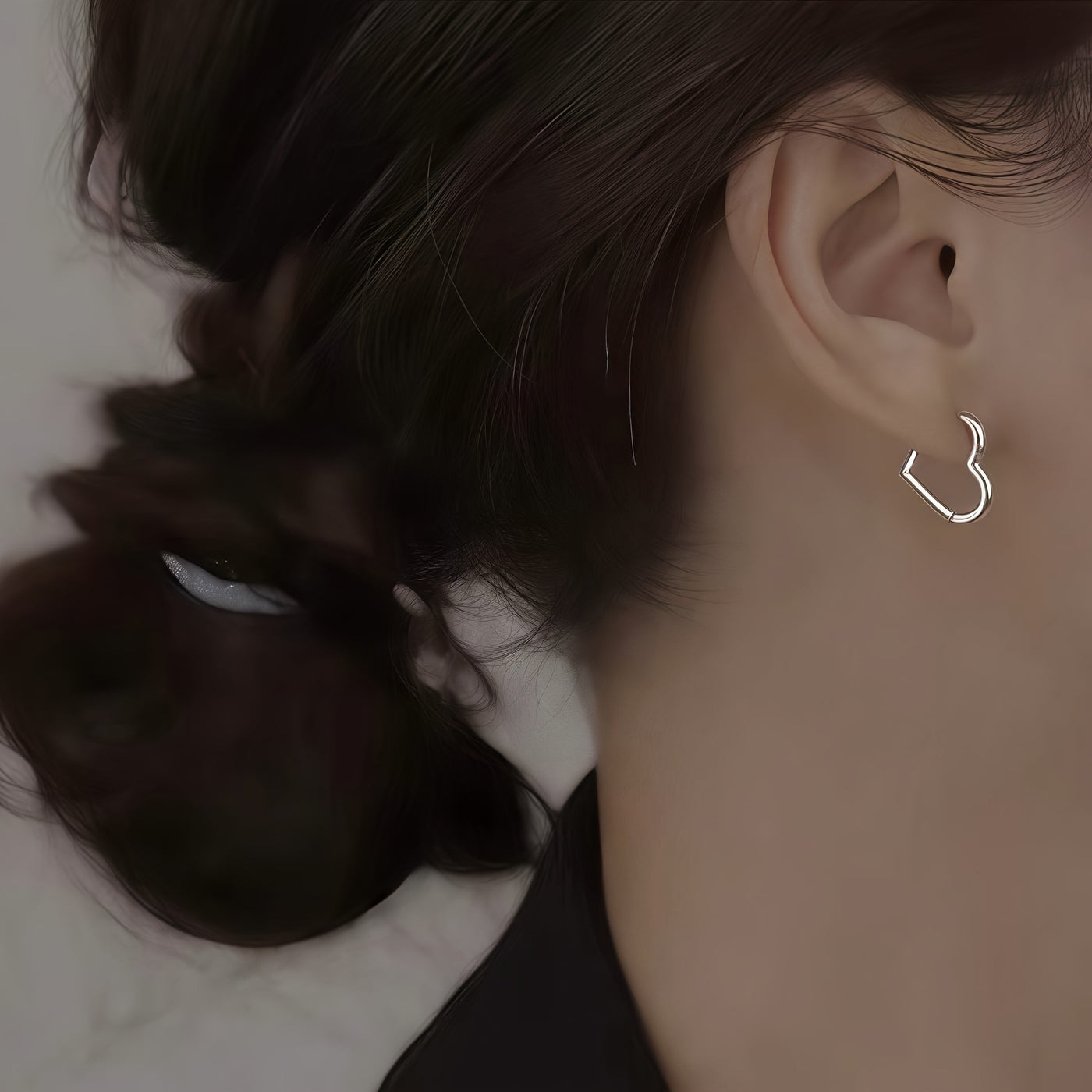 أقراط قلب ذهبي من الفولاذ المقاوم للصدأ