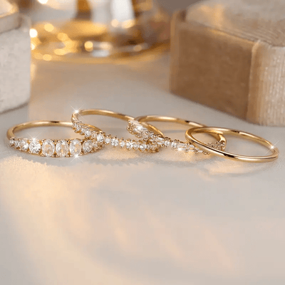 14k gold zircon stacking rings