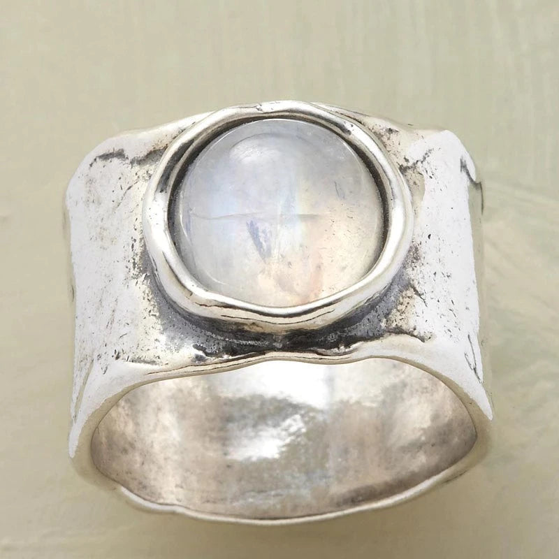 Silver ring with moonstone