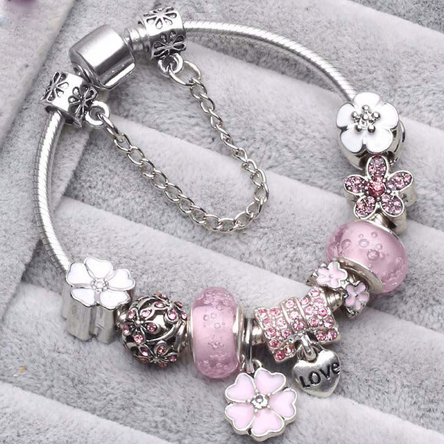Antique pink silver bracelet 