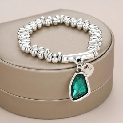 Crystal bracelet with silver-covered pearls