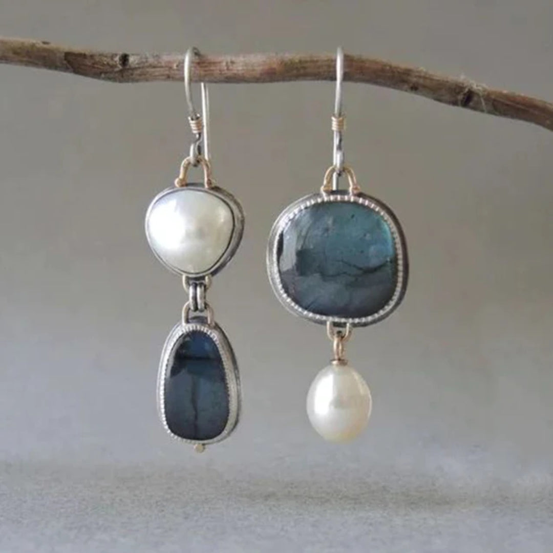 antique blue pearl earrings 