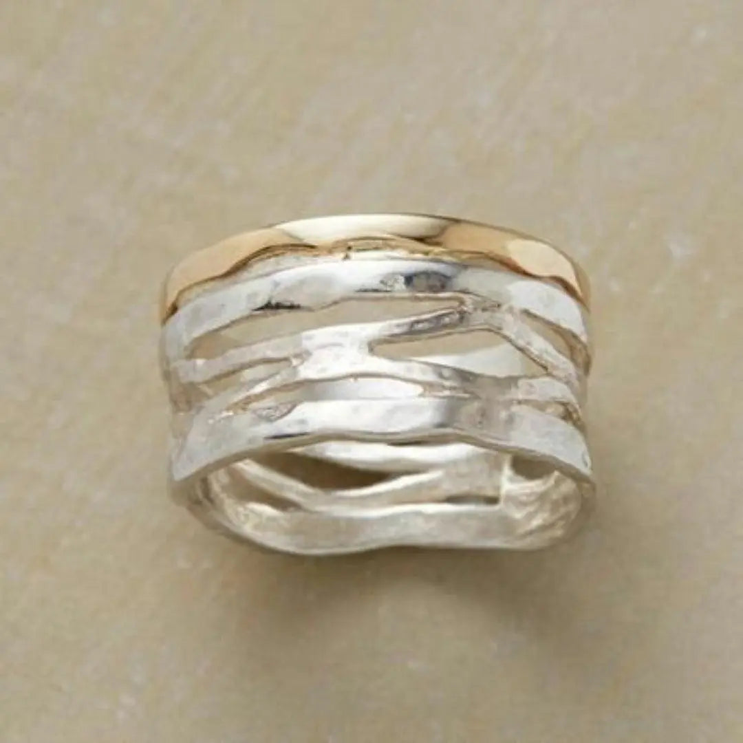 Antique Gold and Silver Hollow Ring 