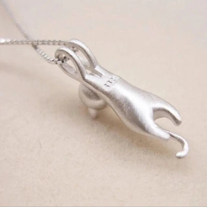 925 Sterling Silver Playful Cat Pendant