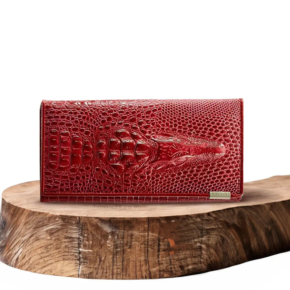 Caroline - Luxury Crocodile Embossed Leather Wallet for Women