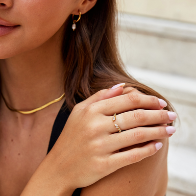 Frieden - Crystal Gold Wine Ring