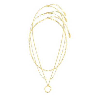 Three-row open circle necklace | Gold