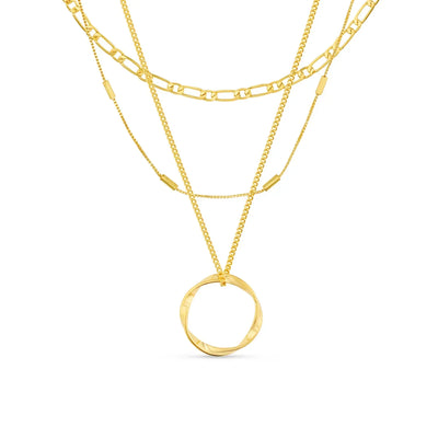 Three-row open circle necklace | Gold