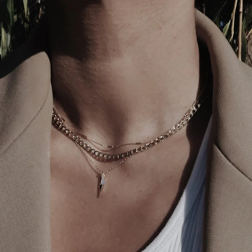 Flat Curb Chain Necklace | Gold