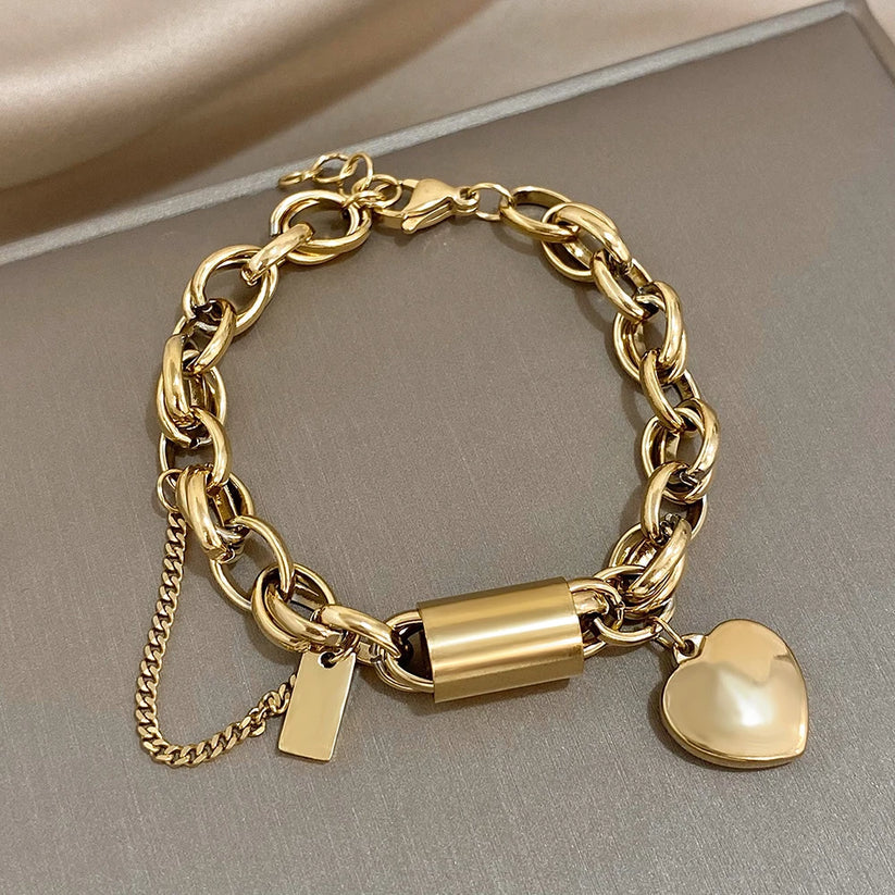Thick Comfort Bracelet | White Gold