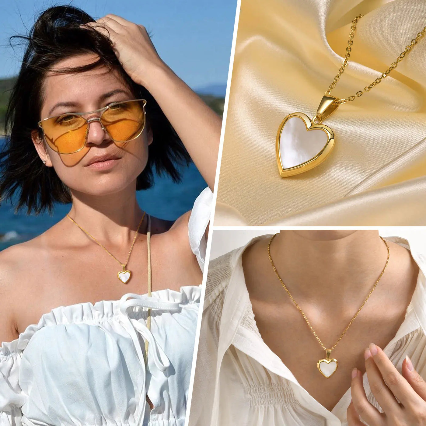 قلادة صورة قلب من الفولاذ المقاوم للصدأ أنيقة