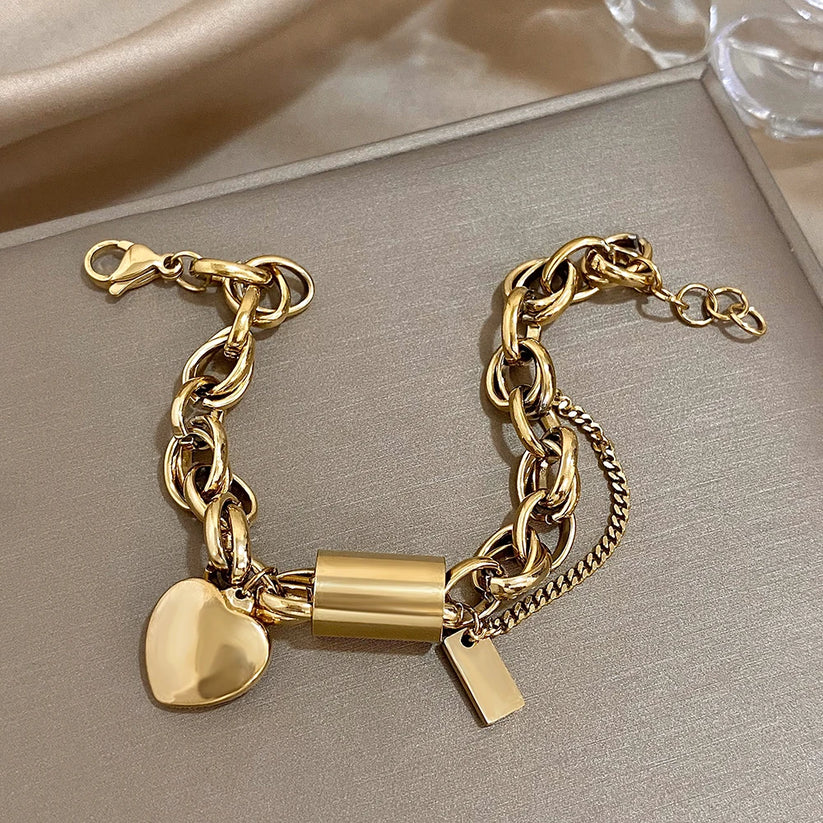 Thick Comfort Bracelet | White Gold