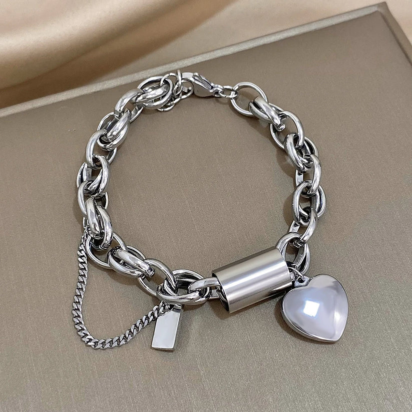 Thick Comfort Bracelet | White Gold