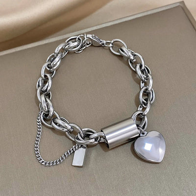 Thick Comfort Bracelet | White Gold