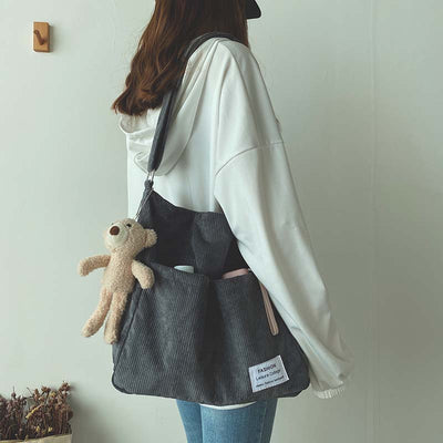 Alina - Corduroy Multi-Pocket Shoulder Bag